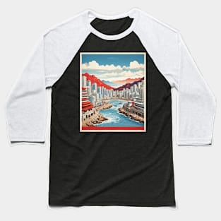 Busan South Korea Travel Tourism Retro Vintage Art Baseball T-Shirt